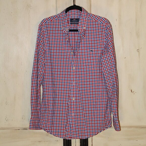 Vineyard Vines Performance Classic Fit Tucker plaid long sleeve button up size M - Picture 1 of 4